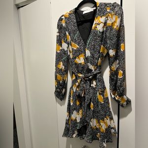 Astr the Label, long sleeve, black floral, light, summery dress